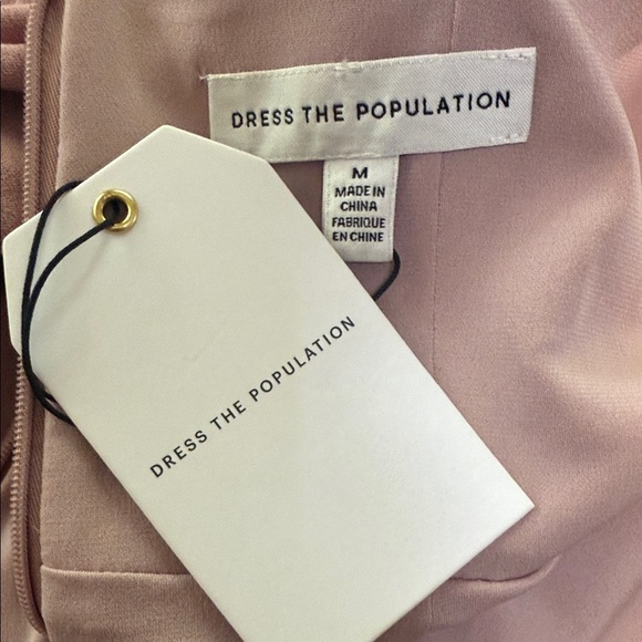 Dress the Population “Dana” Shirred Waist Dress in Light Mauve Size Medium NWT - Picture 11 of 16